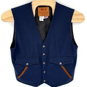 Schaefer Outfitter Vest Men's L Blue Wool Blend Western Cowboy Outdoor USA 825